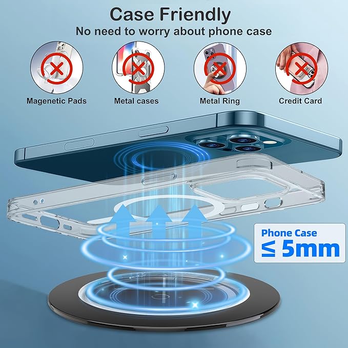 Magnetic Wireless Charging Station for Apple Series, Desk Wireless Charger Fast Charging Pad Furniture Desktop Nightstand, for iPhone 17/16/15/14/13/12 Pro/Max//Plus, AirPods 3/2/Pro 2/Pro(Black)