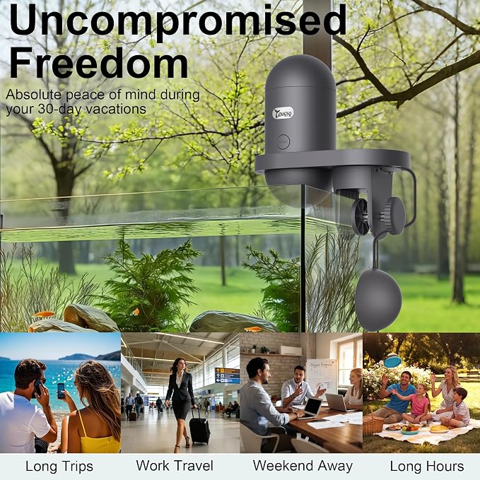 WiFi Automatic Fish Feeder with 2.5K Camera, 2.4/5G Smart App Remote Control, Vacation Feeding Timer, Precision Fish Food Dispenser, 230ML Moisture-Proof Aquatic Pet Feeder for 10+ Gallon Tank