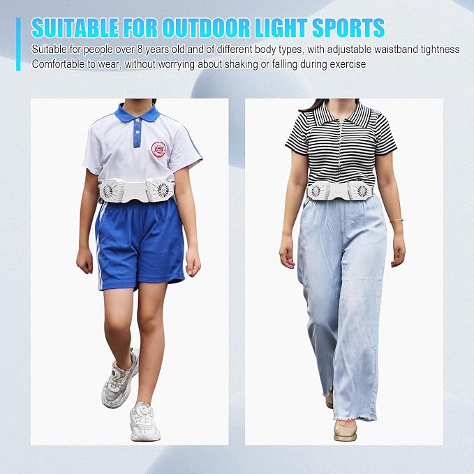 Portable Waist Fan Rechargeable, Belt Clip On Cooling Device 8000 mAh Body Wearable Personal Under Shirt Fan that Blow Cold Air for Travel/Outdoor/Farm/Camping/Hiking/Fishing (black)