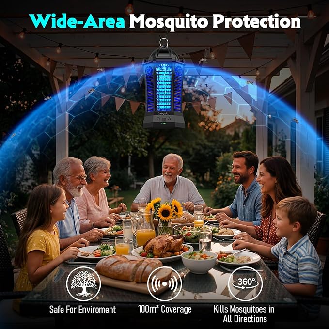 Bug Zapper Outdoor 2026, Portable Electric Mosquito Killer with Camping Light, Cordless USB Rechargeable Bug Zapper Fly Zapper Trap for Fishing, Hiking, Camping, Patio, Home