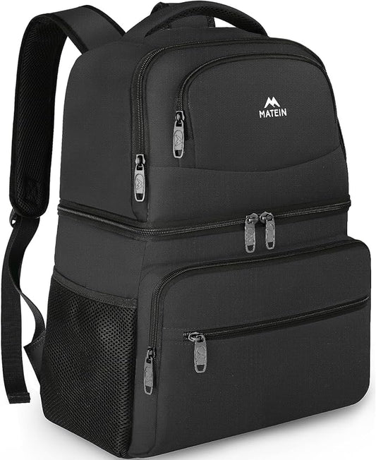MATEIN Cooler Backpack, 26 Cans Insulated Lunch Backpack for Men Women, Leakproof Double Layer Lunch Cooler Bag Lightweight Soft Lunch Backpack with Cooler Compartment, Beach Camping Hiking Beer Gifts