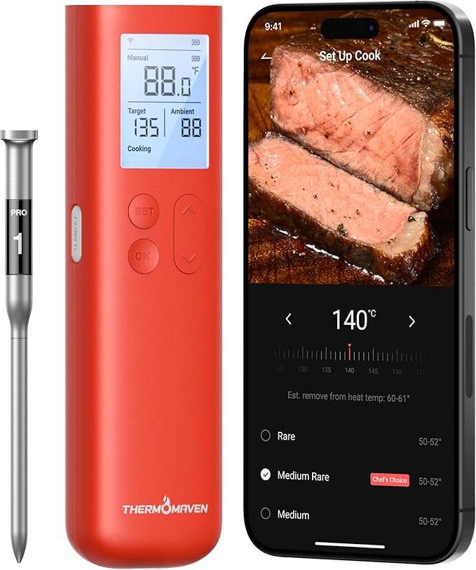 ThermoMaven Wireless Meat Thermometer Bundle with Instant Read Meat Thermometer