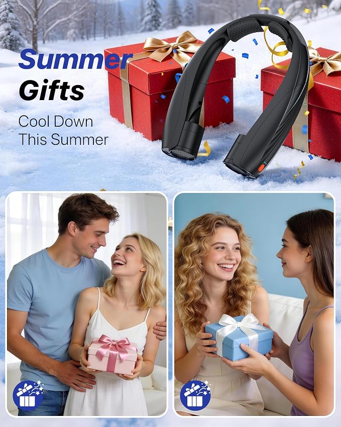 Kesguar Portable Neck Fan, 20H RunTime Cooling Fan, 6 Speeds 360° Airflow Personal Fan, Rechargeable Hands Free with 6000mAh Battery Wearable Fan Gifts for Women Men Outdoor Travel Camping