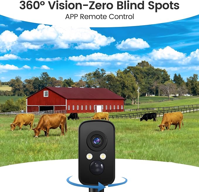 4G LTE Cellular Security Camera Wireless Outdoor, Magnetic, No WiFi Needed, 300° Pan, Solar Powered, Magnetic Mount 1-Min Install, SIM Included, PIR Motion & AI, 2K Night Vision, Lifetime 7-Day Cloud