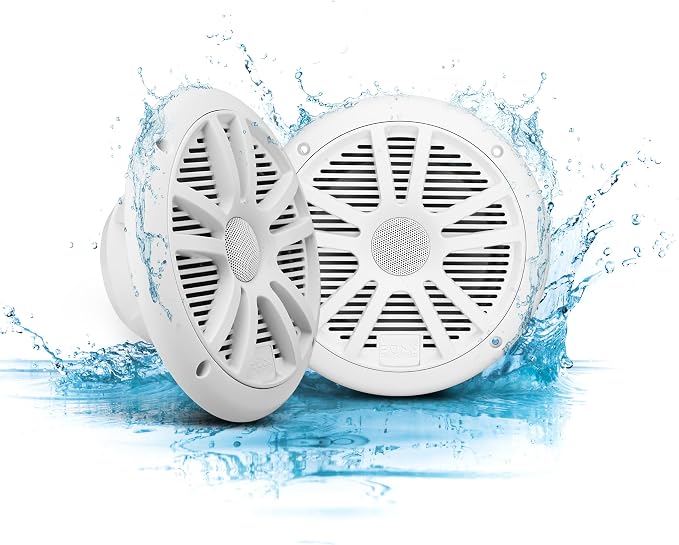 Boss Audio MR6W 6.5" 180W Dual Cone Marine/Boat Speakers Stereo, White (8 Pack)