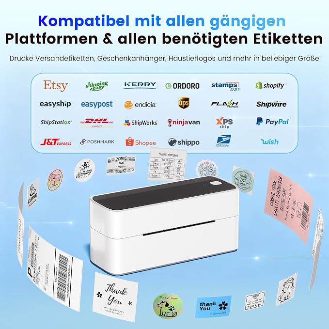 Phomemo High-Speed Shipping Label Printer 220mm/s - 4X6 Wireless Thermal Label Printer for Small Business, Compatible with iPhone, Android, Shopify, Amazon, USPS, Black