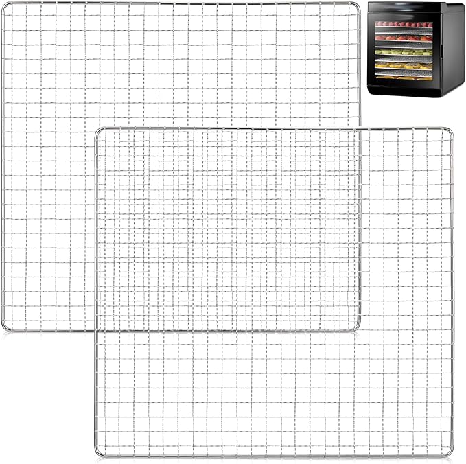 Baderke 13 x 12 Inches Dehydrator Trays Compatible with CP267-FD Only Stainless Steel Dehydrator Drying Mesh Screens Stainless Steel Tray for Drying Fruit Food(2 Pcs)