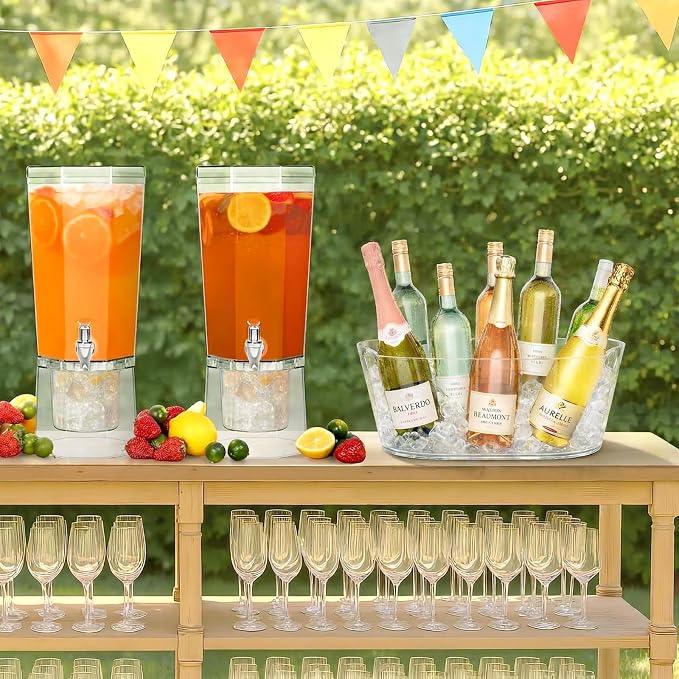 Lifewit 13L Ice Bucket for Parties 2 Pcs, Large Beverage Tub with Scoop, Drink Cooler for Dirty Soda Bar, Portable Champagne/Wine/Beer/Juice Table Chiller for Outdoor Bar & Mimosa Bar Supplies