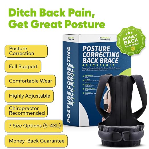 The Natural Posture Posture Corrector for Men and Women - Lumbar Back Brace and Shoulder Straightener - Helps Provide Lower Back Support and Relief - Adjustable, Comfortable and Easy to Wear