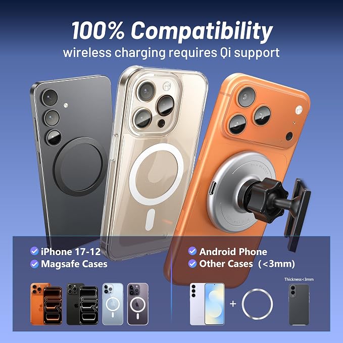 Car Phone Holder for Toyota RAV4 (2026,10.5 inch),MagSafe Car Mount Charger,Magnetic Phone Holder,15W Wireless Charging,Screen Phone Holder,360° & Hands Free,RAV-4 Interior Accessories