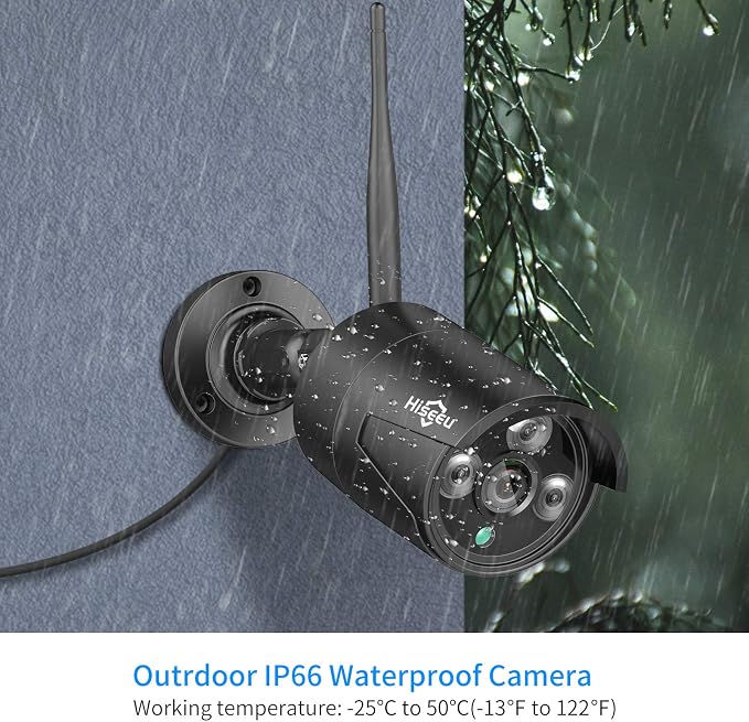 Hiseeu 5MP Black Camera Add on Security Camera, Waterproof Outdoor Indoor 3.6mm Lens IP Day & Night Vision with DC 12V Power Adapter Compatible 10CH 5MP WiFi Camera System