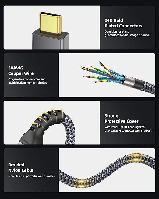 Maxonar 80Gbps Thunderbolt 5 Cable 3FT [Desktop-First], 240W PD 3.1 Fast Charging, 120Gbps Bandwidth for 16K/8K Video Editors & 3D Rendering Compatible with MacBook Pro, Studio Display, eGPU, Docks