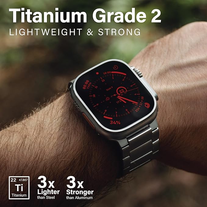 KORDIZ Titanium Watch Band T01 Max - Fits Apple Watch ULTRA 3 & ULTRA 2/1 (49mm) - Adjustable Titanium Apple Watch Band with Secure Clasp - Premium Color Matching Band (T01 Max | ULTRA Silver)