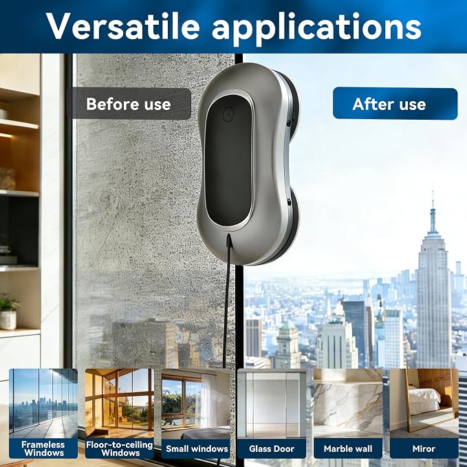 Window Cleaning Robot X11 Pro with Dual-Spray System 70ml Water Tank 3000Pa Strong Suction Auto Edge Detection 2 Cleaning Modes Remote Control for Frameless & Framed Glass