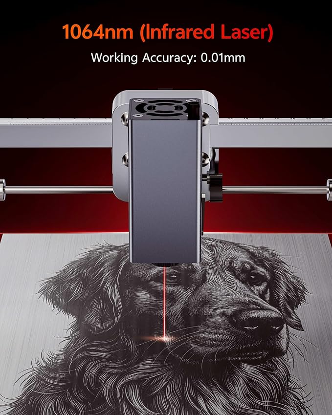 K15 Pro Infrared Laser Engraver for Metal, Hard Plastic & Rubber, 1W IR Laser Engraving Machine, 200x300mm Portable CNC Lazer Engraver for Metal Dog Tags and Jewelry, 1000mW Class 1