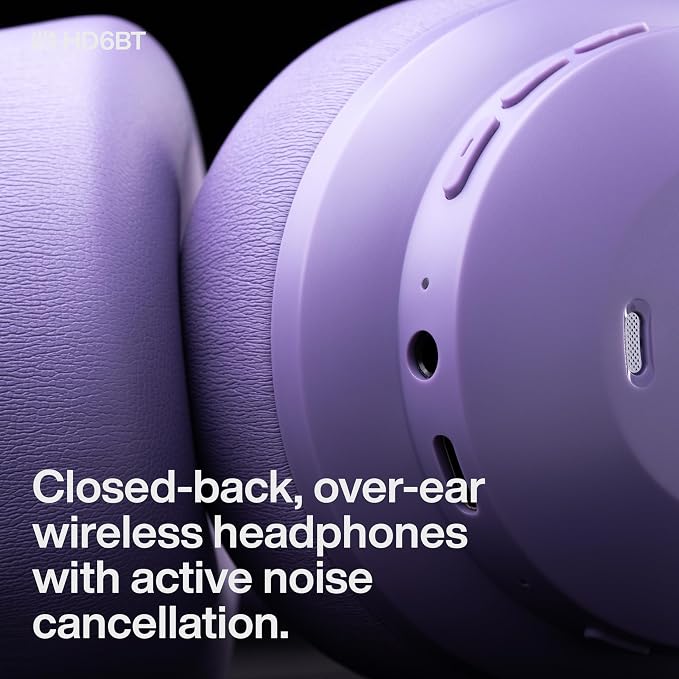 PreSonus Eris HD6BT — Over-Ear Closed-Back Wireless Headphones, Bluetooth, ANC Noise Cancelling, Up to 60 Hours Battery Life, Studio Headphones for Mixing, Monitoring, Recording, Mystic Purple