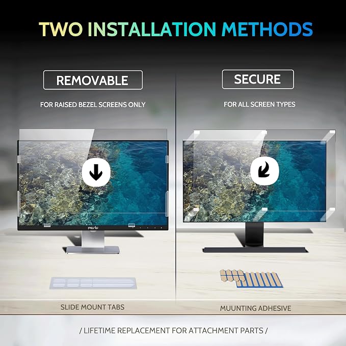 Peslv [2 Pack] 18.5 Inch Privacy Screen for Computer Monitor 16:9 Aspect Ratio, Eye Protection Anti Blue Light Glare Shield, 18.5inch Removable Black Blackout Anti Spy Desktop Security Private Filter
