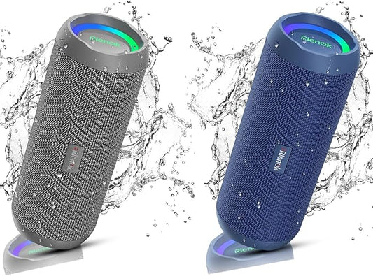 RIENOK 2 Pack Portable Bluetooth Speaker 30W Dual Pairing True Wireless Stereo HD Sound IPX7 Waterproof Outdoor Sport Shower Wireless Speaker Bluetooth 5.3 for Home Party