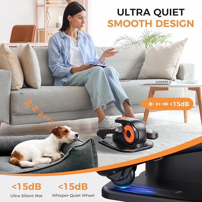 GUGTTR Under Desk Elliptical Machine, 2-in-1 Electric Leg Exerciser for Seniors, Quiet & Compact Pedal Exerciser with Remote, 12 Speed Elliptical Exercise Machine for Home Office