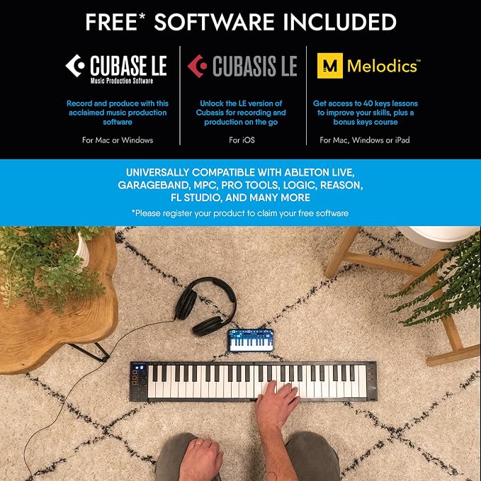 Carry-on Folding MIDI Controller 25 - MIDI over Bluetooth &USB Ultra-Portable Keyboard Controller - Built-In Battery for Professional Music Production - Compatible with Mac, PC, iOS