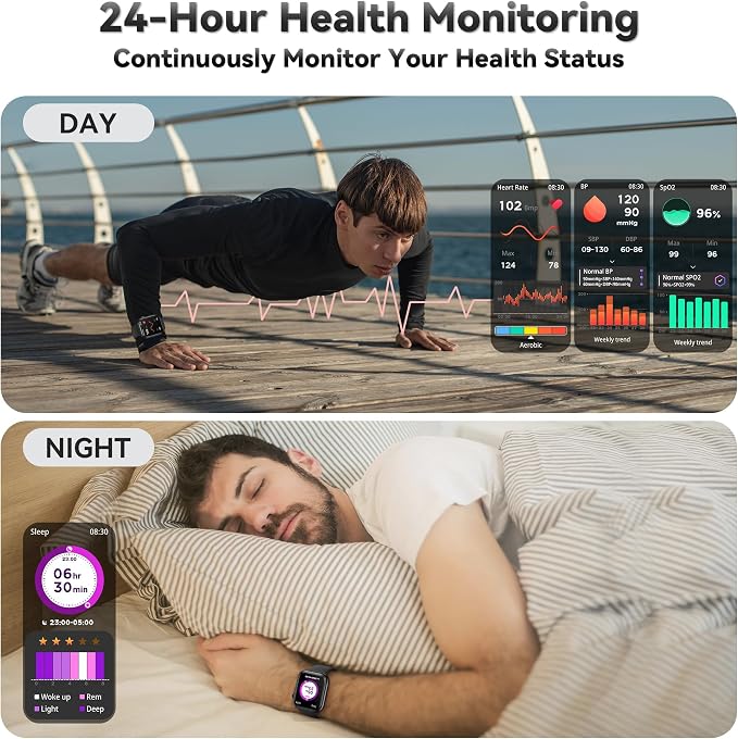 Smart Watch for Men Women(Answer/Make Call), 1.83" Fitness Watch with Heart Rate/Blood Pressure/Blood Oxygen, Pedometer, Sleep Tracker,120+ Sport Modes, IP68 Waterproof Fitness Tracker for Android iOS