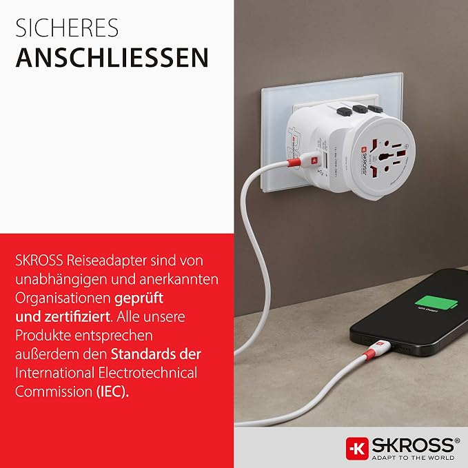 Skross 1.302474 Travel Adapter Pro Light USB AC45PD World