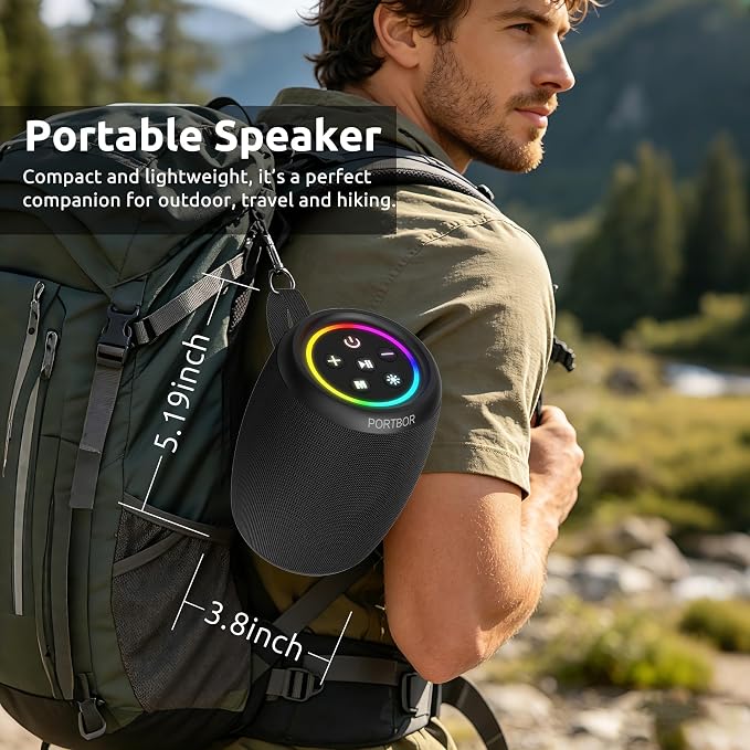 Bluetooth Speaker, Portable Wireless Speaker with Powerful Loud Stereo Sound, BT5.3, IPX5 Waterproof, TWS Pairing, for Outdoor Home Party Camping, Beach Essentials Electronics, Ideal Gifts (Black)
