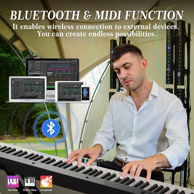 88 Keys Piano Keyboard Set, Electronic Digital Piano with Built-in Speaker Microphone, Portable Keyboard Gift Teaching for Beginners, Electric Piano for Birthday Gift