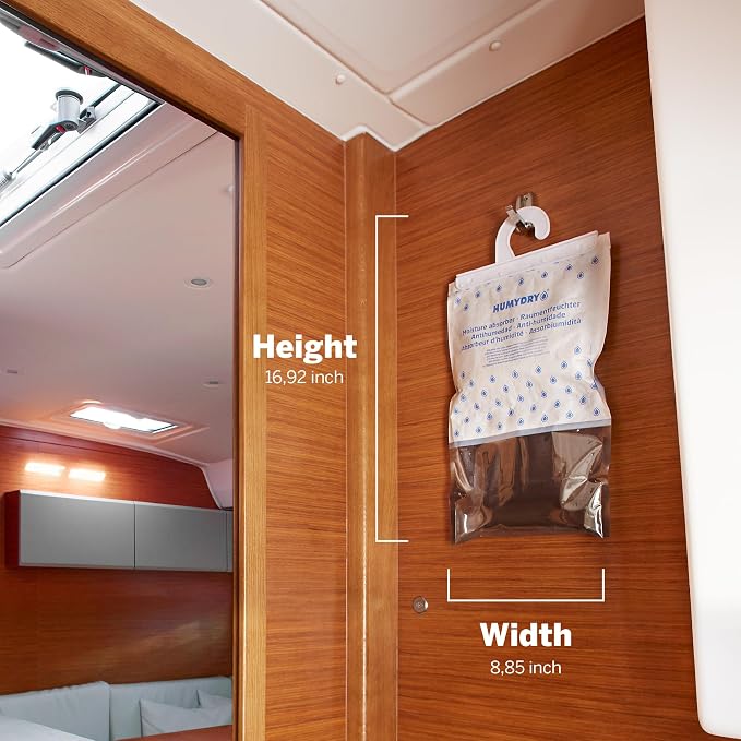 HUMYDRY Hanging Moisture Absorber for Closets, Pack of 6 Unscented 15.9 Oz Dehumidifier Bags, Each Bag Lasts 3 Months, Fights Summer Humidity, Non Electric for Wardrobes & Storage