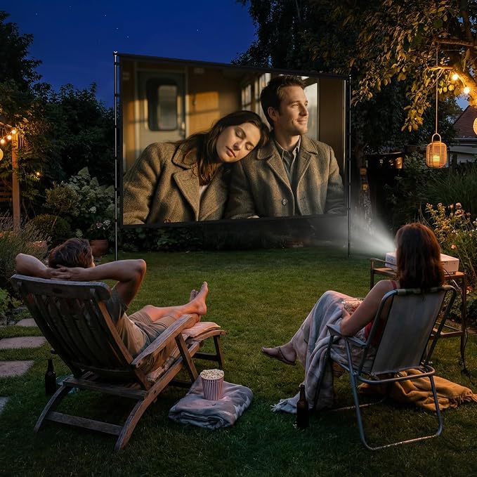 Outdoor Projector Screen with Stand - 120 Inch Portable Projector Screen Outdoor Indoor Projection Screen 16:9 4K HD Movie Screens with Carry Bag Can Enjoy Home Theater Projection Screens