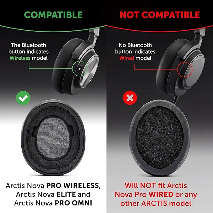 WC Freeze Nova Pro Wireless - Cooling Gel Earpads for Arctis Nova Pro Wireless, Nova Elite & Nova Pro Omni (Doesn’t Fit Other Models), by Wicked Cushions, Extra Thick & Comfortable | Black