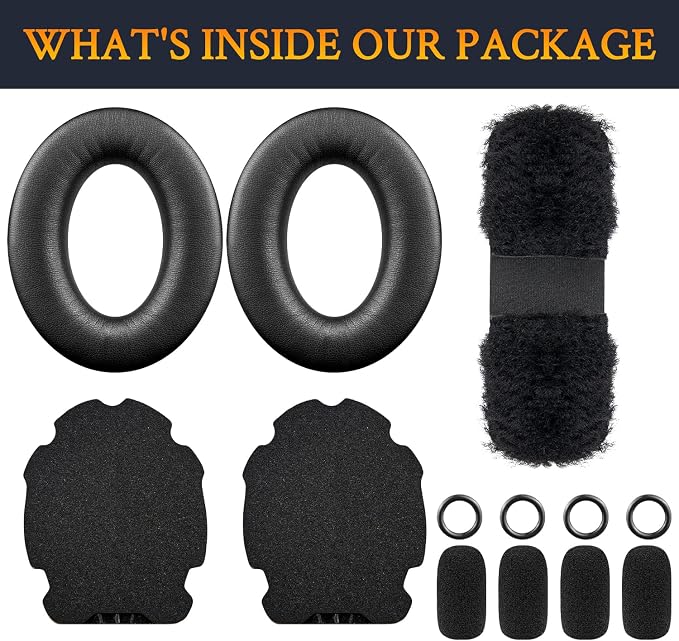 SOULWIT Replacement Kit for Bose Aviation X A10/A20 Headsets, Earpad Cushions + Headband + Speaker Screen + Microphone Covers - Black