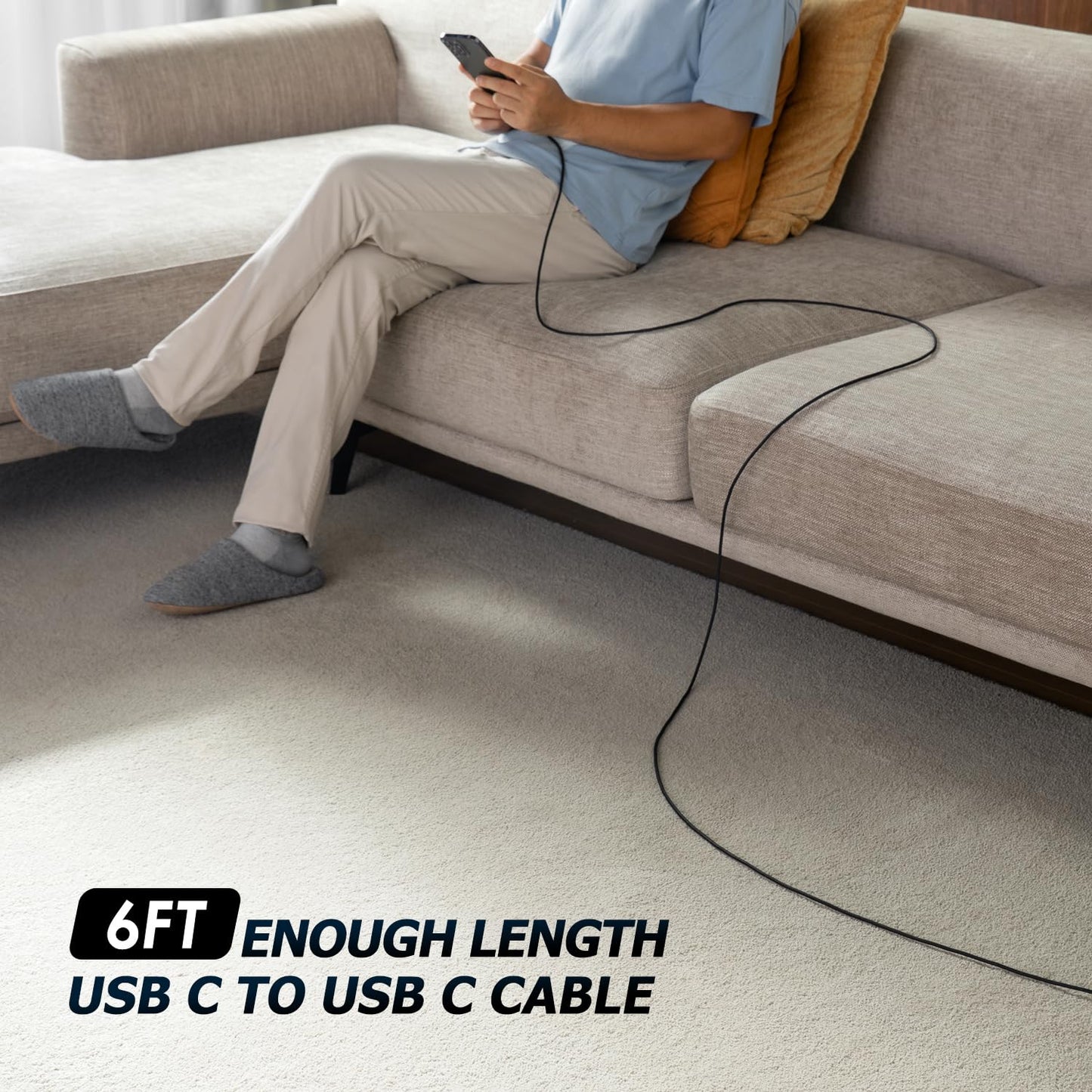 USB C to USB C Cable 6FT 2Pack, 100W Type C Charger Fast Charging Cord Braided, USBC Cable for iPhone 16 15, iPad, Samsung Galaxy, Google Pixel, Moto, TCL, LG Phones