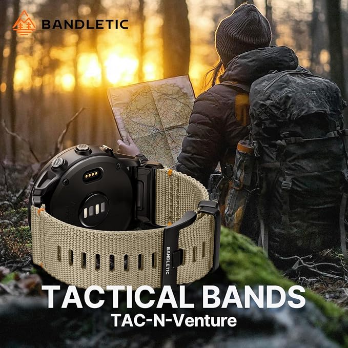 Bandletic Compatible with Garmin Fenix 8 51mm 7X 6X Pro 5X Watch Band - 26mm Quick Fit Rugged Nylon Replacement Strap for Fenix 5X Plus/3/3 HR/Instinct 2X Solar 3 50mm /Enduro/Quatix/Tactix/Epix Pro