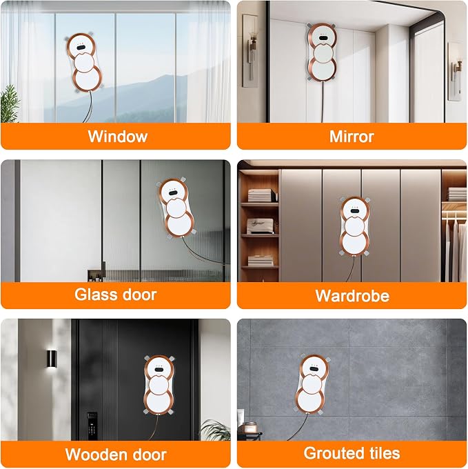 Automatic Window Cleaning Robot with Dual Spray & 3000Pa Suction, Smart Glass Cleaner for High-Rise & Hard-to-Reach Windows, Frameless Edge Detection, Anti-Drop Safety System APP Remote