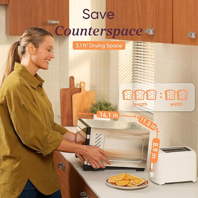 Cosori Food Dehydrator for Jerky, 176°F Temperature Control, 5 Stainless Steel Trays with 3.1 ft² Drying Space, 4 Presets, 48H Timer, for Dog Treats, Meat, Fruit, Veggies, Snacks, Bright-Silver