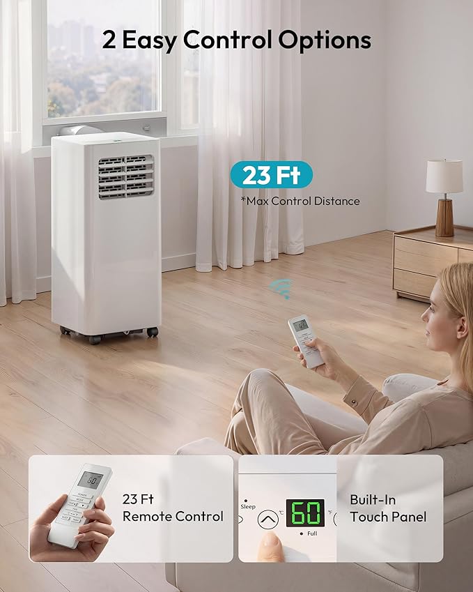EUHOMY Portable Air Conditioners 12,000 BTU, 5-in-1 Portable AC Unit Up to 550 Sq.Ft. for Bedroom with Cool, Heat, Fan, Dehumidifier, Sleep, AC Units with LED Remote & 24H Timer, Installation Kits