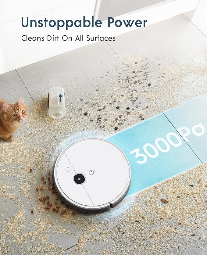 yeedi vac Robot Vacuum - Ultra-Slim Design, Powerful 3000Pa Suction, Carpet Detection, Smart Visual Mapping Navigation Ideal for Carpet, Hard Floor Cleaning, Pets Alexa Compatible, Wi-Fi Connected