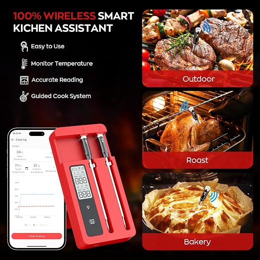 Meat Thermometer Digital, Instant Read Meat Thermometer for Grill and Cooking, Waterproof Food Thermometer for Kitchen and Outside, BBQ, Turkey, Candy, Liquids, Beef