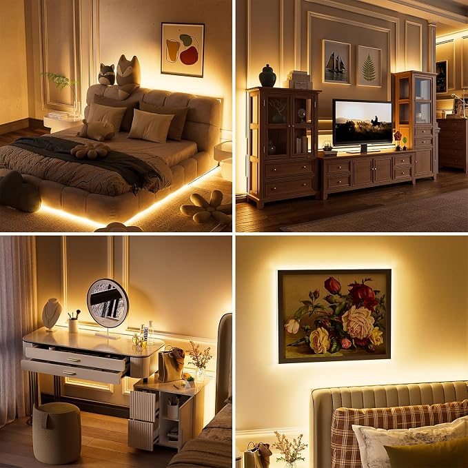 PAUTIX COB LED Strip Light Warm White 2700K 504LEDs/m,CRI90+ 32.8ft/10m Dimmable 24V LED Tape Lights Kit,Work with Alexa/Google Assistant,for Under Cabinet Bedroom Kitchen DIY Lighting