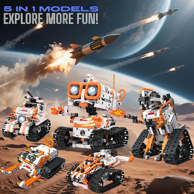 Mechanical Lantern Fish & STEM Robotics Kit Bundle - 1598+ Piece Building Sets for Kids 8-14, Deep Sea & 5-in-1 Coding Robots, STEM Toys, Home Decor, Great Gift
