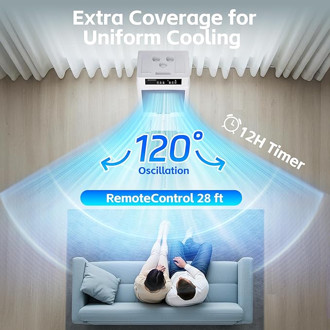Uthfy Swamp Cooler, 3880CFM Evaporative Air Cooler with 10.6 Gal Water Tank, 120° Oscillation, 12H Timer, Remote, Ultra Quiet Cooling Fan, Outdoor Air Conditioner for Garage Patio Large Room