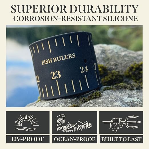 Roll-up & Slap-on Premium Fishing Tape Measure - Easy-to-Read Catch and Release Fish Measuring Device for Boat & Kayak Accessories - Compact & Extendable Fish Ruler (Gold - 24" Inches)