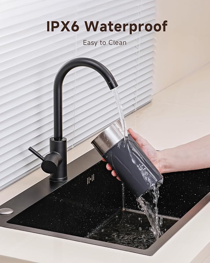 IPX6 Waterproof Milk Frother, Electric 4-in-1 Latte Maker | 80s Foam & 220s Heat | One-Touch Hot/Cold Foam for Cappuccino, Coffee | Easy Clean Milk Steamer for Home & Office Grey
