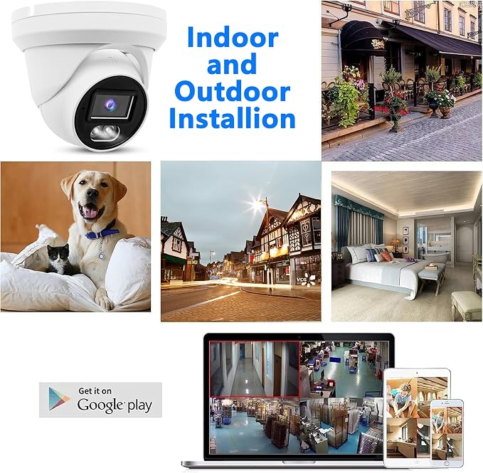 4K 8MP PoE IP Turret Camera Outdoor 24/7 Full Color Night Version 2.8mm 105° Wide Angle, H.265, IP67, Compatible with Uniview NVR, NDAA Compliant IP Security Camera