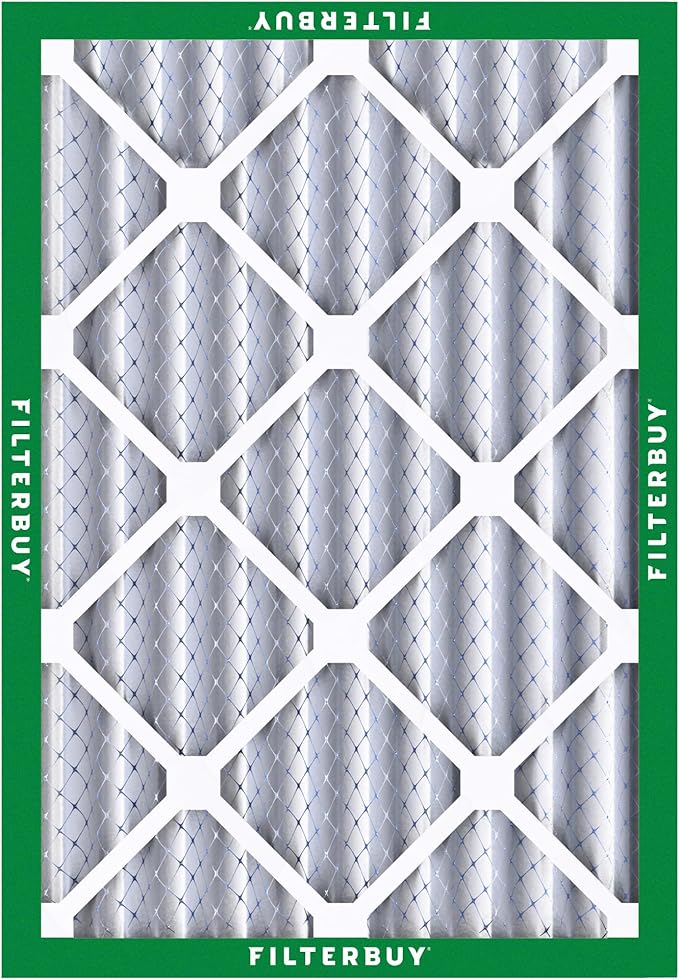 Filterbuy 20x25x4 Air Filter MERV 8 Essential Dust & Allergy Defense (5-Pack), Electrostatic Pleated HVAC AC Furnace Filters Replacement, Made in USA (Actual Size: 19.50 x 24.50 x 3.63)