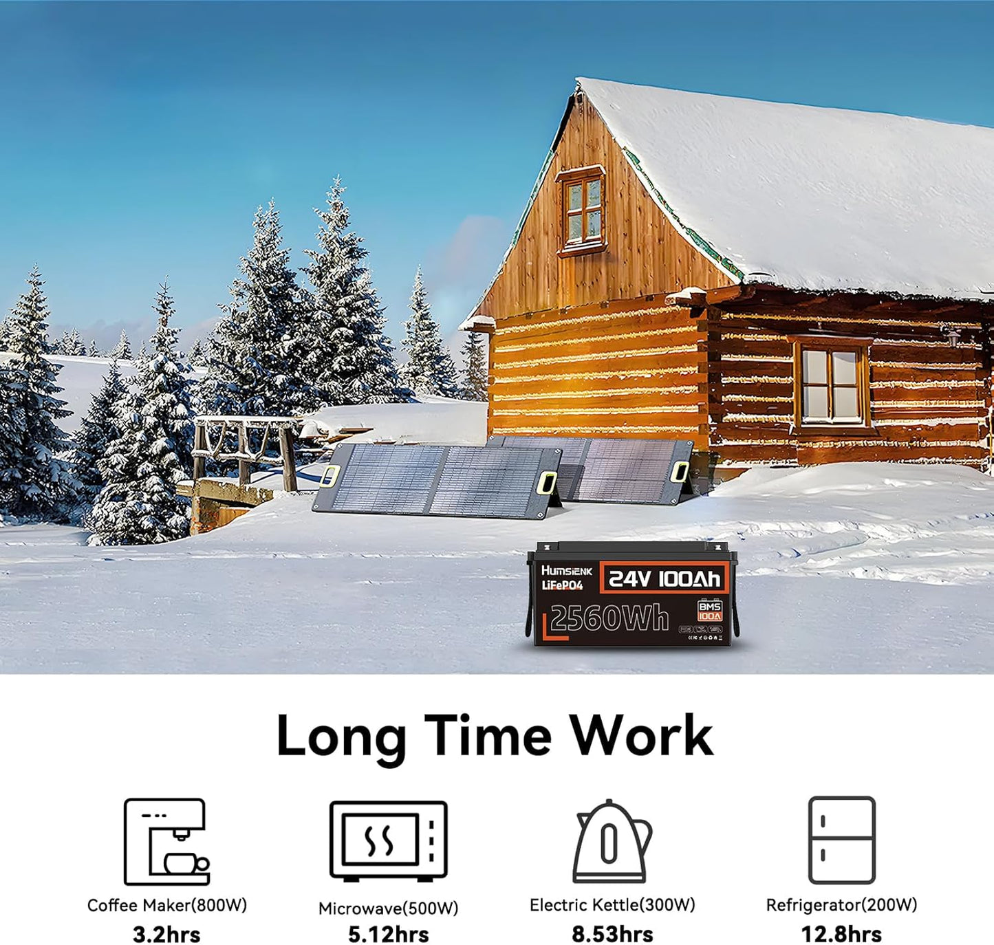 Lithium Battery 24V 100Ah LiFePO4 Batterys, Built-in 100A BMS with Low-Temp, 15000+ Deep Cycles, 2560Wh Lithium Iron Phosphate Battery, for RV Solar Energy Off Grid Trolling Motor