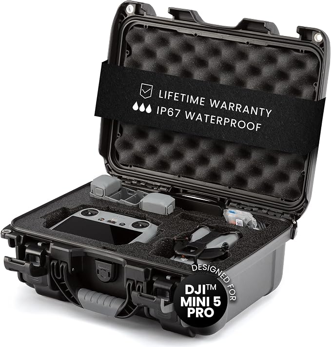 NANUK 915 DJI™ Mini 5 Pro Fly More Combo Plus - Waterproof Hard Case with Drone Foam Insert, Crushproof, Portable Travel Case, Made in Canada - Black (15.8" x 12.1" x 6.8")