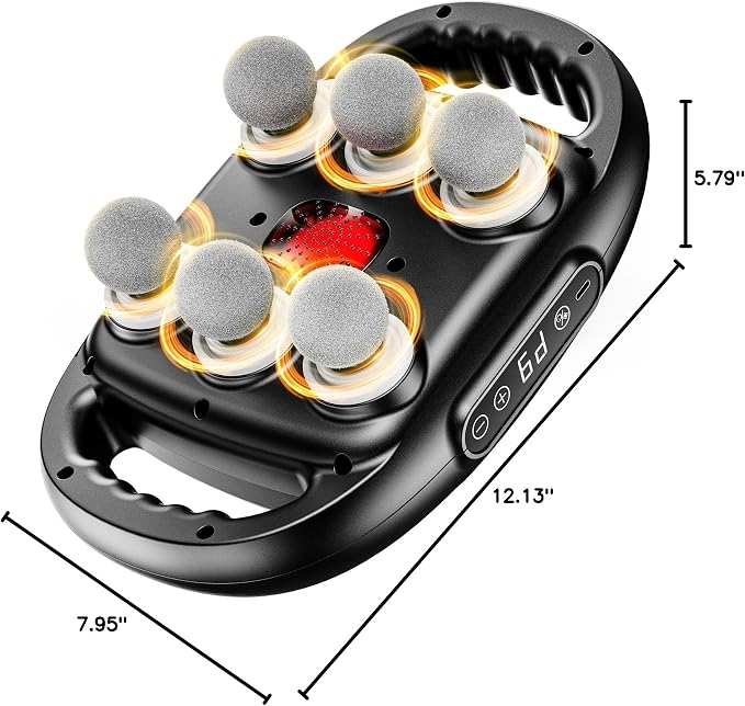 6-Head Massage Gun, Deep Tissue Back Massager with 9 Adjustable Intensities & 9 Modes, Electric Percussion Massager, Gun Tool for Back/Shoulders/Legs/Arms/Neck (6 Head)