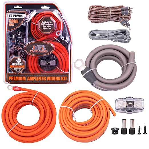 Elite Audio 4 Gauge Amplifier Wiring Kit, 2000W CCA Amp Install Kit – EA-PRMK4